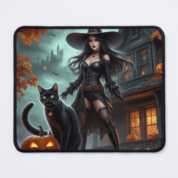 Item preview, Witch and Black Cat – Halloween Magic Night designed and sold by AmetistLight.