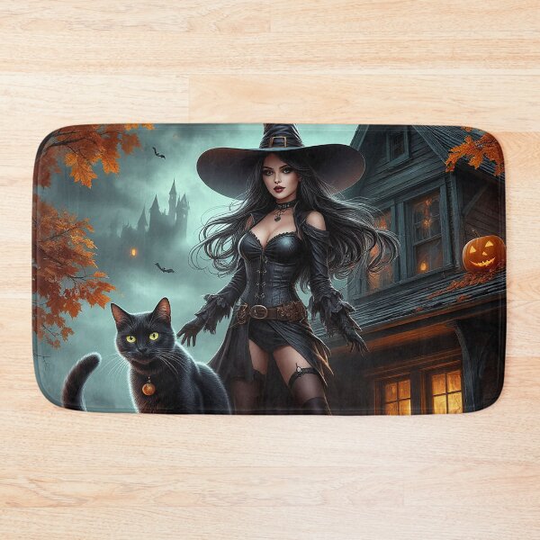 Item preview, Witch and Black Cat – Halloween Magic Night designed and sold by AmetistLight.