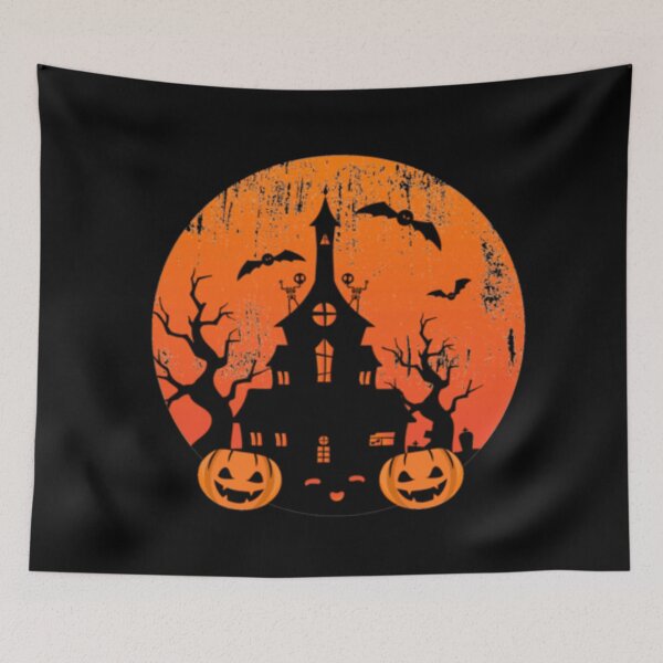 Item preview, Halloween Poster "Haunted House & Pumpkins" - Dark and Festive Atmosphere designed and sold by Wawan35200.