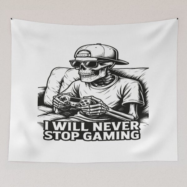 Item preview, Never Stop Gaming — Skull Gamer Art designed and sold by GlowAIDesigns.