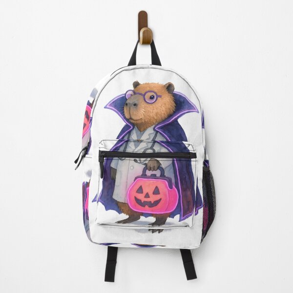 Item preview, Capybara Doctor Halloween Art Print | Whimsical Physician Glow Neon Decor designed and sold by ClinicalHubs.