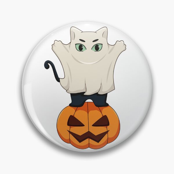 Artikelvorschau, Halloween Katzengeist auf Kürbis | Gruselige digitale Kunst entworfen und verkauft von MerchMarketer.