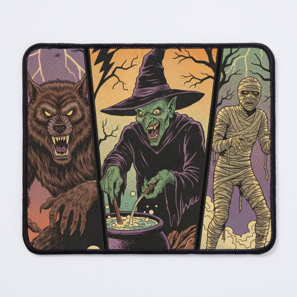 Item preview, Vintage Horror Comic Strip: Werewolf, Wicked Witch, and Mummy designed and sold by j-2k.