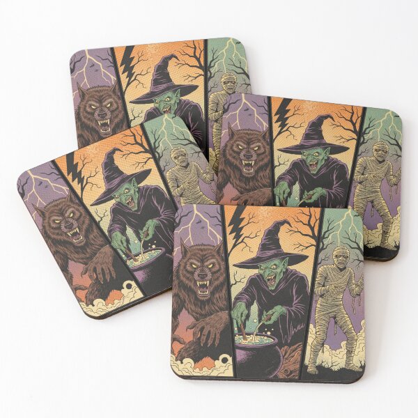 Item preview, Vintage Horror Comic Strip: Werewolf, Wicked Witch, and Mummy designed and sold by j-2k.