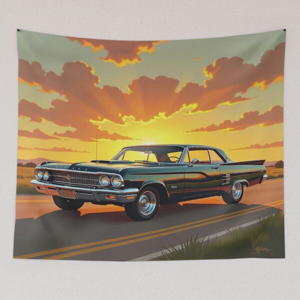Item preview, Sunset Muscle Ride – Classic Power in Motion designed and sold by FotoworldEdel.