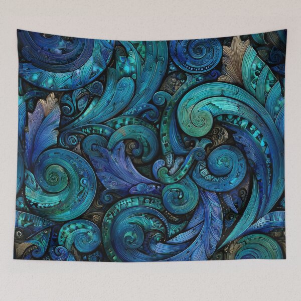 Aperçu de l'œuvre Nouvelle-Zélande Maori Paua Pattern Koru Design 572 créée et vendue par GrinGalore.