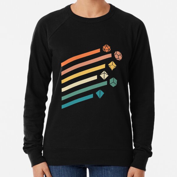 Retro Rainbow Polyhedral Dice Set Colors Tabletop RPG Lightweight Sweatshirt