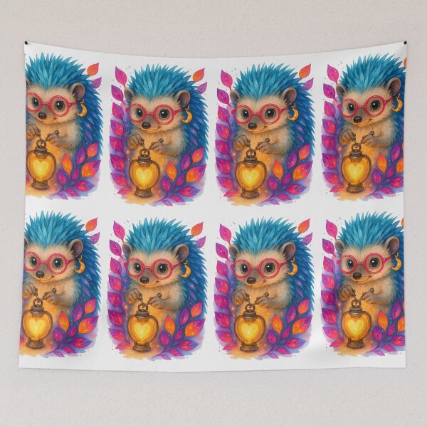 Item preview, Neon Boho Hedgehog BMET Art Print | Whimsical Biomedical Equipment Technician Glow Decor for Medical Engineers designed and sold by ClinicalHubs.