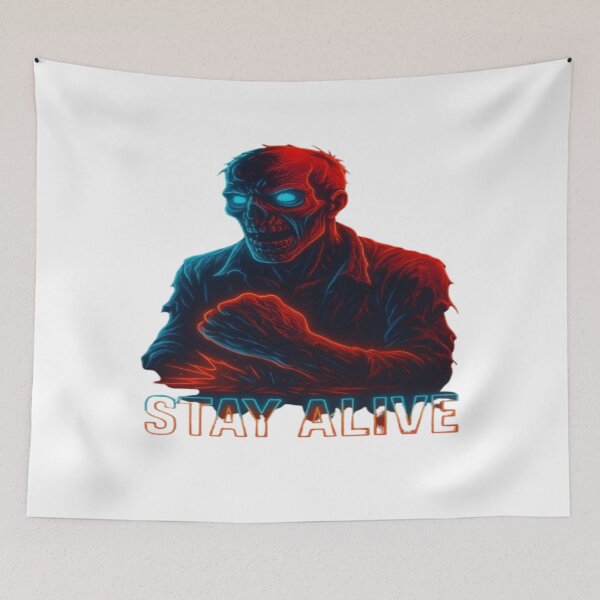 Item preview, Stay Alive — Neon Zombie Gamer Art designed and sold by GlowAIDesigns.