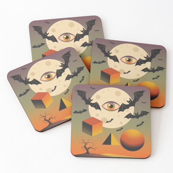 Item preview, Abstract Geometric Halloween: All Seeing Eye in the Moon and Bats designed and sold by j-2k.