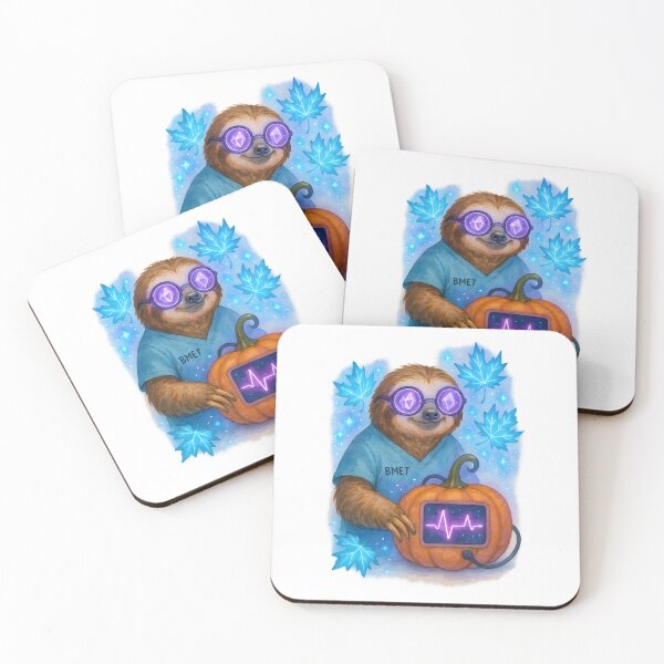 Item preview, Sloth Biomedical Tech Neon Art Print | Cute Whimsical BMET Halloween Decor designed and sold by ClinicalHubs.
