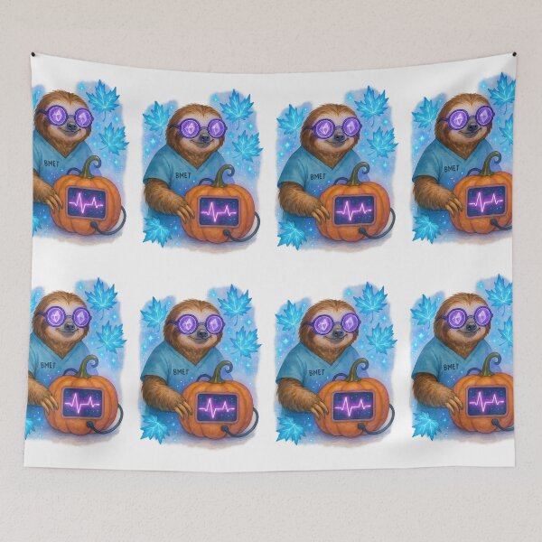 Item preview, Sloth Biomedical Tech Neon Art Print | Cute Whimsical BMET Halloween Decor designed and sold by ClinicalHubs.