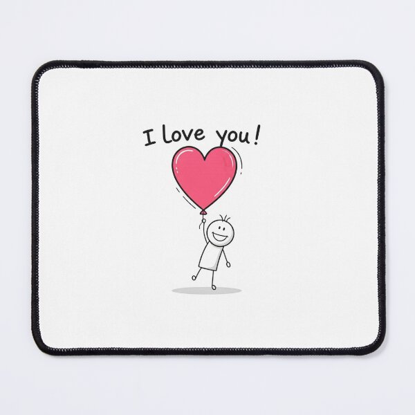 Item preview, Joyful Stick Figure with Pink Heart Balloon – Minimalist Love Illustration with “I Love You” Text designed and sold by PixelVibe782.