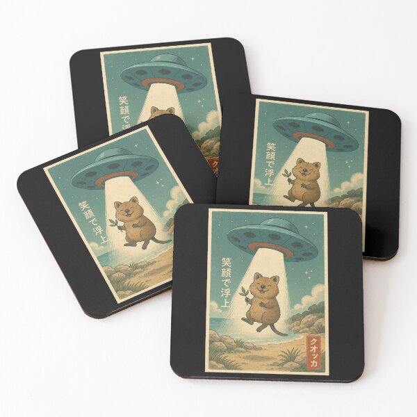 Item preview, Quokka UFO Abduction Funny Retro Comic Illustration designed and sold by Damcoc.