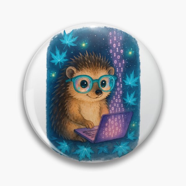 Item preview, Cute Neon Hedgehog Tech Student Art Print | Whimsical Study Motivation Wall Art for Programmers designed and sold by ClinicalHubs.