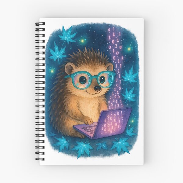 Item preview, Cute Neon Hedgehog Tech Student Art Print | Whimsical Study Motivation Wall Art for Programmers designed and sold by ClinicalHubs.