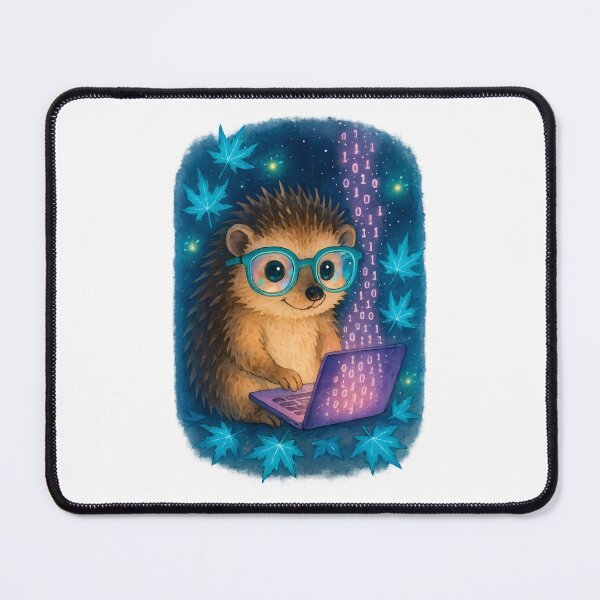 Item preview, Cute Neon Hedgehog Tech Student Art Print | Whimsical Study Motivation Wall Art for Programmers designed and sold by ClinicalHubs.
