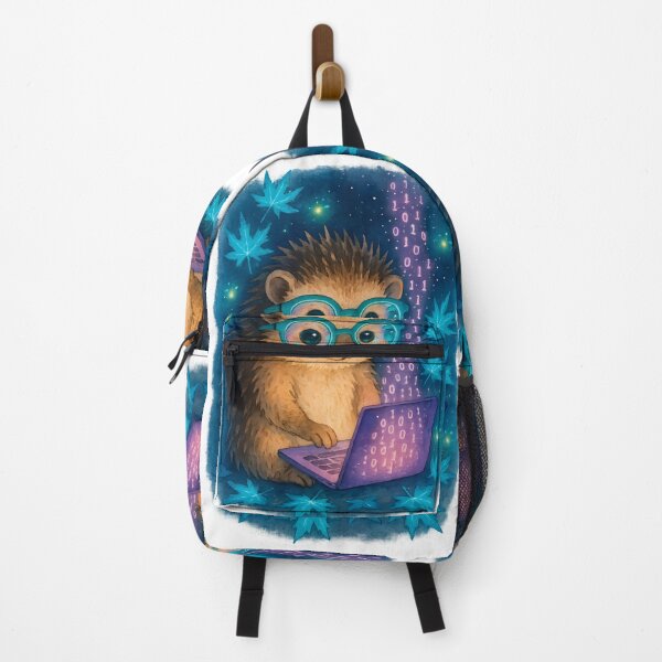 Item preview, Cute Neon Hedgehog Tech Student Art Print | Whimsical Study Motivation Wall Art for Programmers designed and sold by ClinicalHubs.