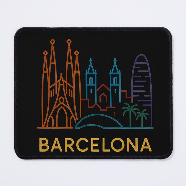 Item preview, Barcelona – Colorful Gustav Klimt Style Line Art on Black Background designed and sold by OzzFrequency.