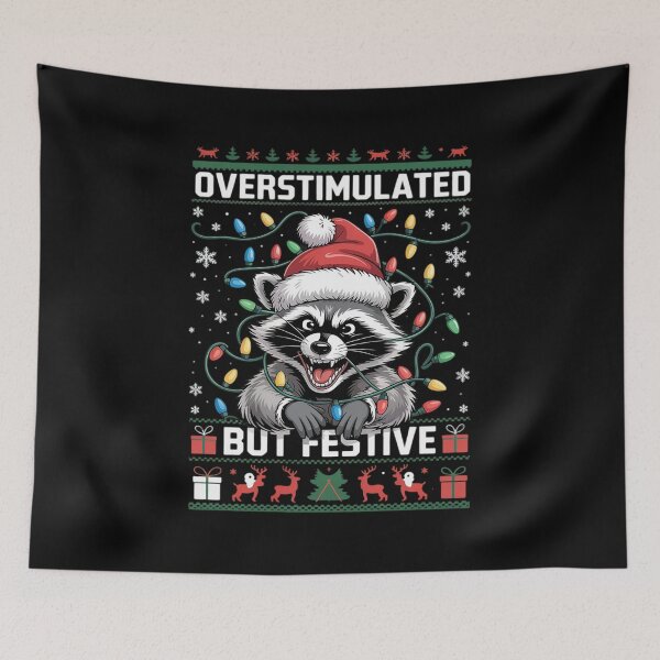 Item preview, Overstimulated But Festive Racoon Christmas Pajamas Ugly designed and sold by marcusry.