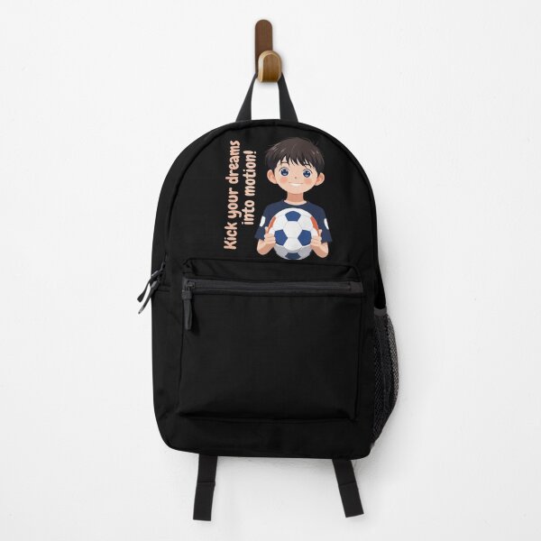 Item preview, Anime Boy with Football – "Kick Your Dreams Into Motion!" Motivational Sports Art designed and sold by Design_Your_Day.