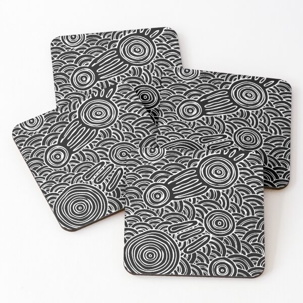 Item preview, Authentic Aboriginal Art - Meeting Places B&W designed and sold by HogarthArts.