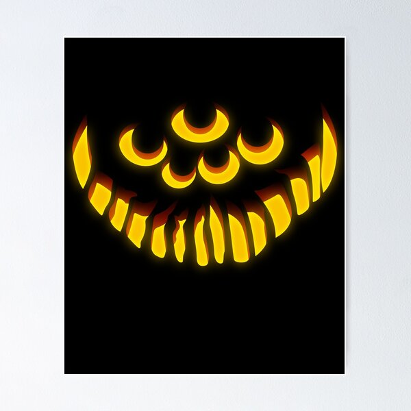 Item preview, Halloween Scary Pumpkin Face Four Eyes Sharp Smile Creepy Jack-O’-Lantern Horror Illustration designed and sold by MONTRIS.