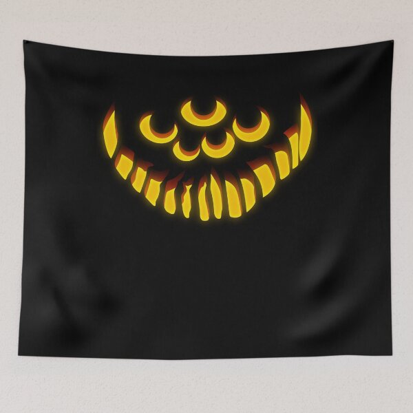 Item preview, Halloween Scary Pumpkin Face Four Eyes Sharp Smile Creepy Jack-O’-Lantern Horror Illustration designed and sold by MONTRIS.