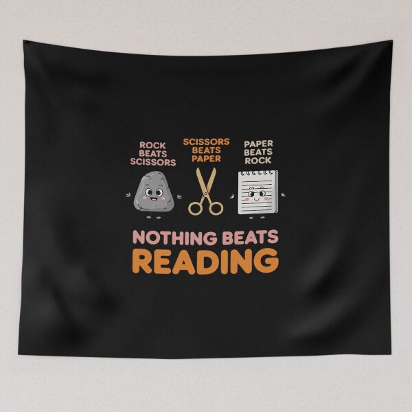 Item preview, Nothing Beats Reading Rock Paper Scissors Book Lover Teacher designed and sold by khorbiasieno.