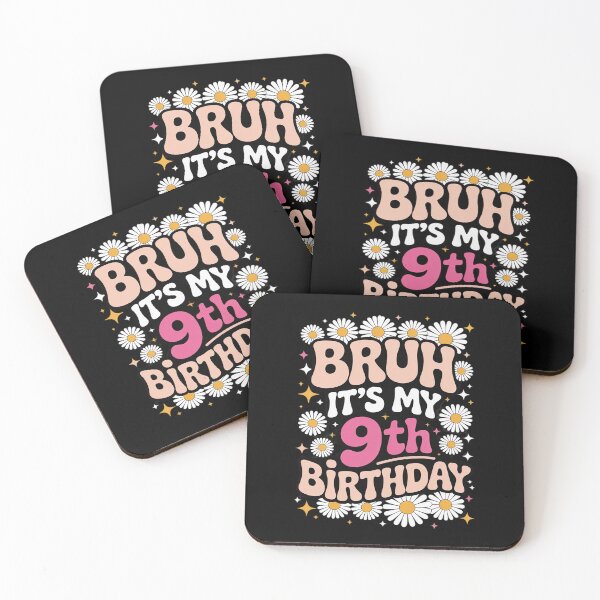 Item preview, Bruh It's My 9th Birthday 9 Year Old 9yr Cute Groovy Pink  designed and sold by NeomiStoreSS.
