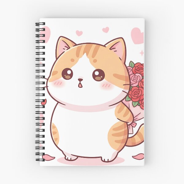 Item preview, Chibi Cat Surprise – Cute Fat Kitty with Valentine Roses designed and sold by meesub.