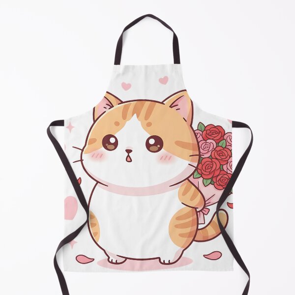Item preview, Chibi Cat Surprise – Cute Fat Kitty with Valentine Roses designed and sold by meesub.