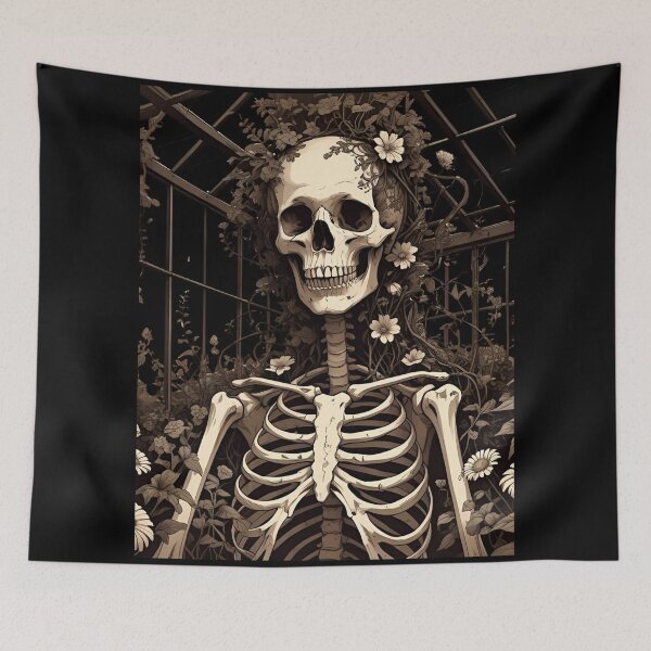 Item preview, Aesthetic botanical skeleton human skeleton intertwined with flowers and vines 1 designed and sold by Neon G.