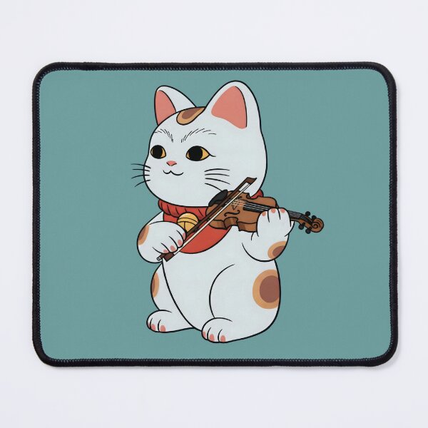 Item preview, Lucky Cat Violinist – Cute Maneki Neko playing violin designed and sold by SidTastic .