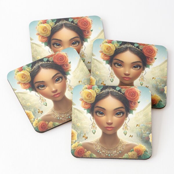 Item preview, Colorful Portrait in Floral Setting with Butterflies designed and sold by Artessie.