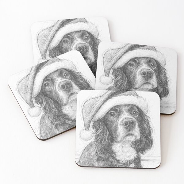 Item preview, Cocker Spaniel Christmas Hat Pencil Sketch designed and sold by Leon Woods Pencil Art.