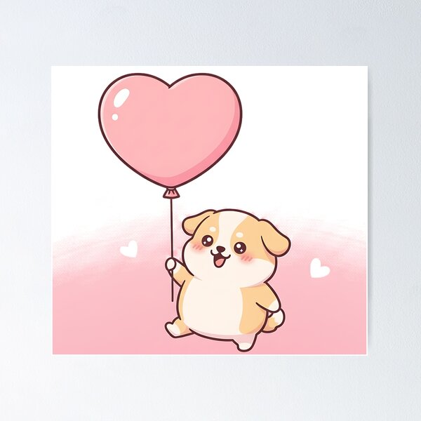 Item preview, Chubby Chibi Dog Balloon – Cute Fat Puppy Valentine Art designed and sold by meesub.