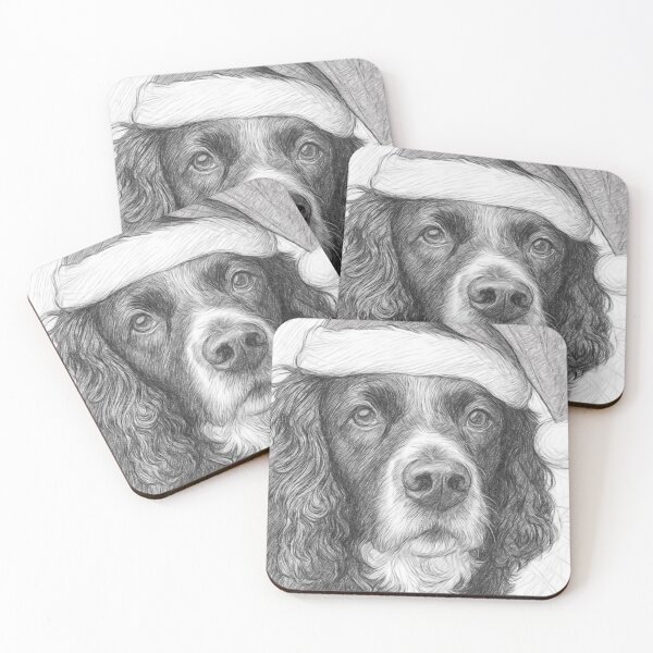 Item preview, Cocker Spaniel in Santa Hat designed and sold by Leon Woods Pencil Art.