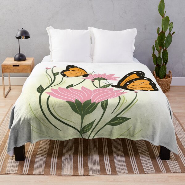 Item preview, Pink Wildflower and Monarch Butterfly designed and sold by Ryel Art.