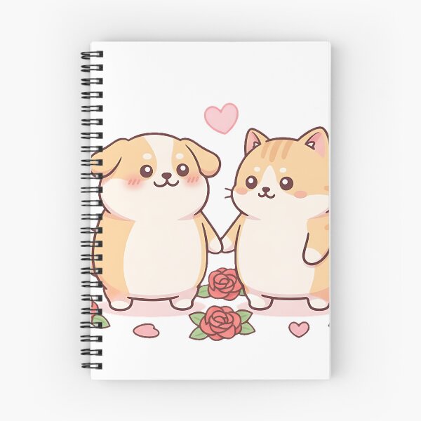 Item preview, Chibi Dog and Cat Love – Cute Fat Couple Holding Paws “Love is Pawsible” designed and sold by meesub.