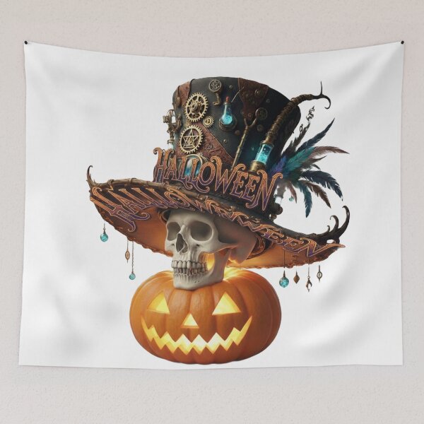 Item preview, Steampunk Skull Pumpkin Halloween Art designed and sold by DroolWorthyUS.