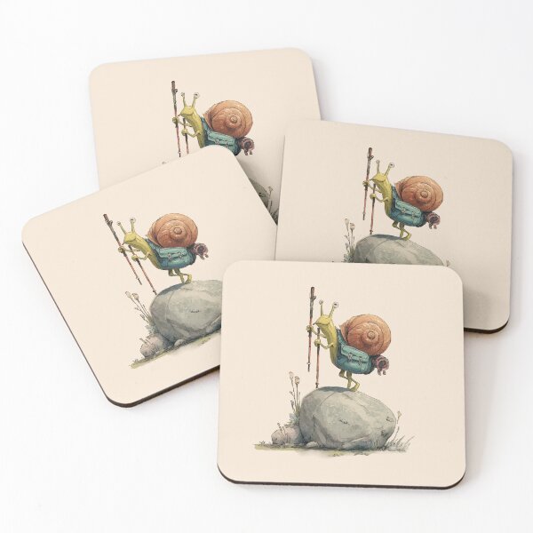 Item preview, Wandering snail – watercolor illustration with backpack designed and sold by Meiersbeste.