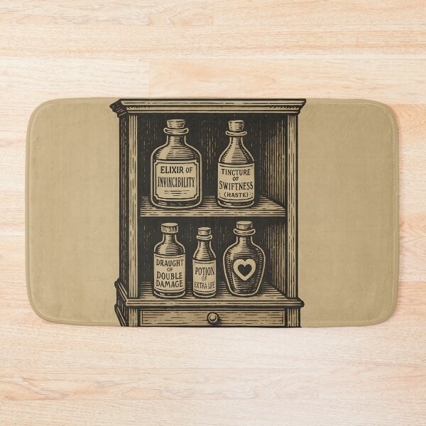 Item preview, Old Apothecary Potion Cabinet – Vintage RPG Woodcut designed and sold by VoidBloom Studio.