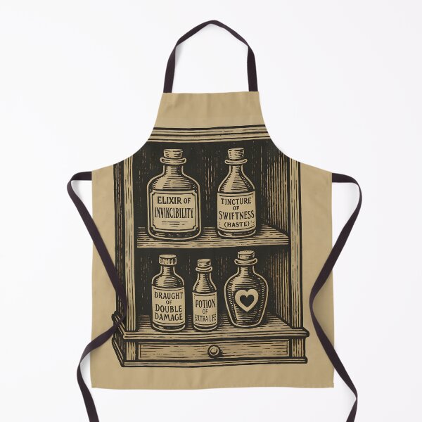 Item preview, Old Apothecary Potion Cabinet – Vintage RPG Woodcut designed and sold by VoidBloom Studio.