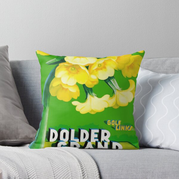 Item preview, Vintage Art Deco Travel Poster | Dolder Grand Hotel Zurich | Bold Yellow Flowers & Green Backdrop | Luxury Decor designed and sold by artofuniverse.
