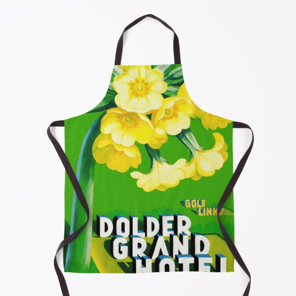 Item preview, Vintage Art Deco Travel Poster | Dolder Grand Hotel Zurich | Bold Yellow Flowers & Green Backdrop | Luxury Decor designed and sold by artofuniverse.