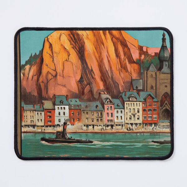 Item preview, Vintage Travel Poster | Dinant Meuse Valley Art Deco Style | Belgium Tourism | North Belgian Railways | Wall Art & Decor designed and sold by artofuniverse.