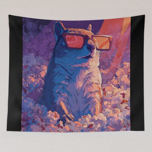 Item preview, Squirrel with 3D glasses – Funny cinema illustration in neon colors designed and sold by Meiersbeste.