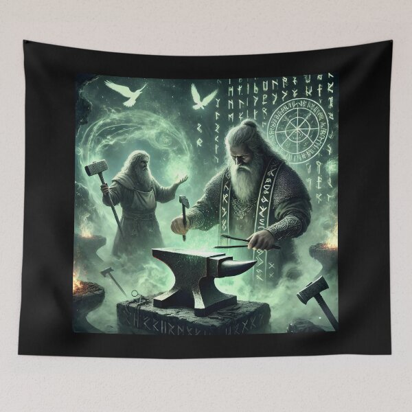 Item preview, "Brokkr and Sindri – Forgers of the Gods’ Treasures | Norse Dwarven Myth Art" designed and sold by Umbra666.