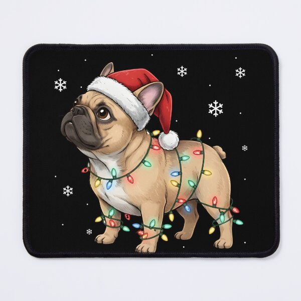 Item preview, French Bulldog Christmas, Cute Santa Hat & Holiday Lights Dog Design designed and sold by ArtByKatti.